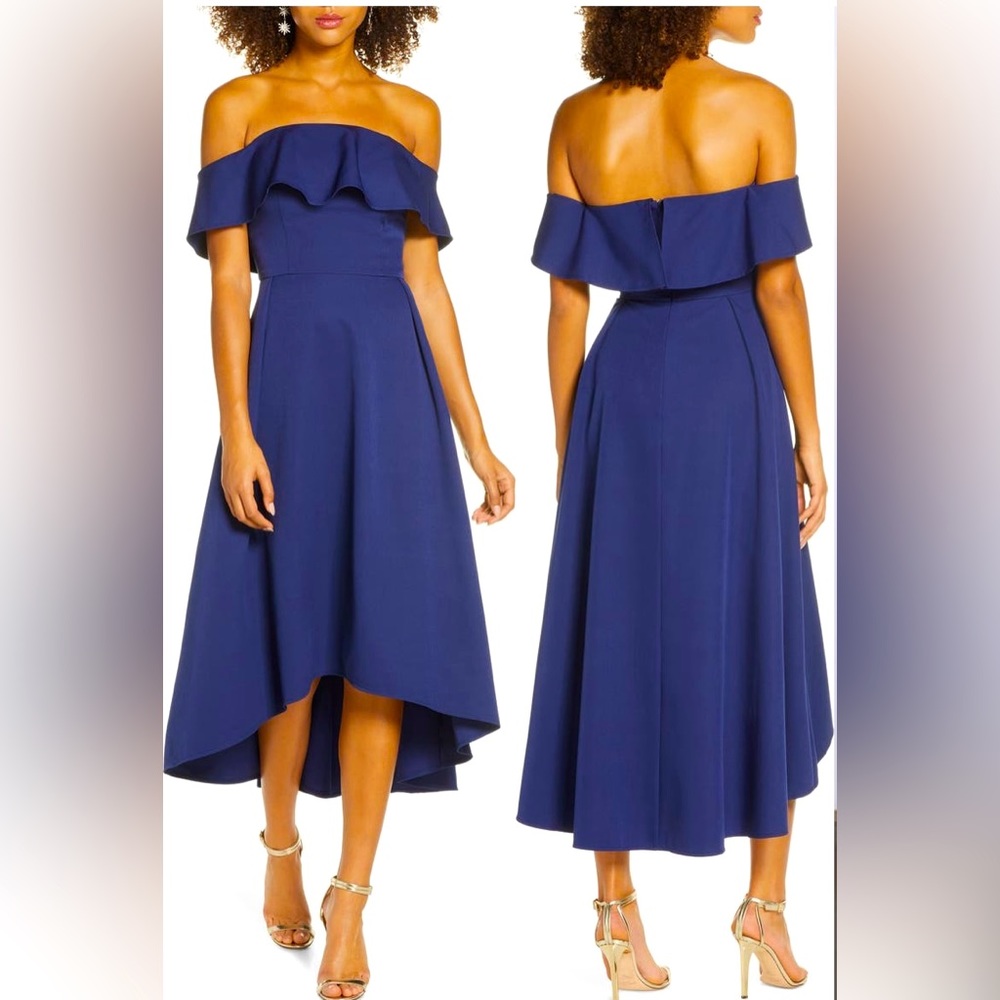 NWT Chi Chi London Navy High Low Dress Size 6